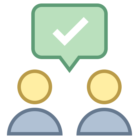 Cartoon icon of two people talking