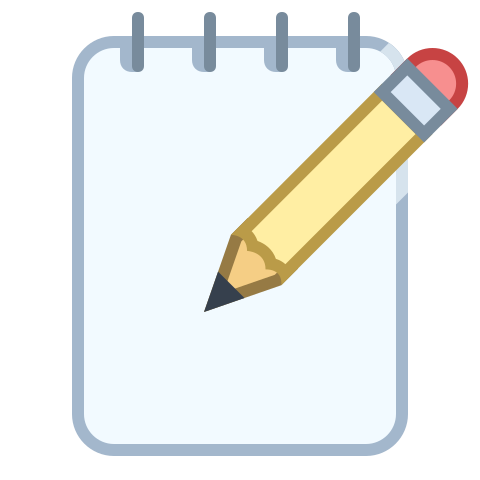 Cartoon pen writing on notepad