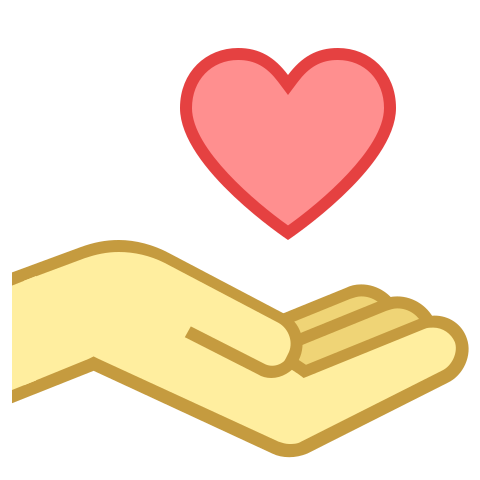 Cartoon hand holding love heart